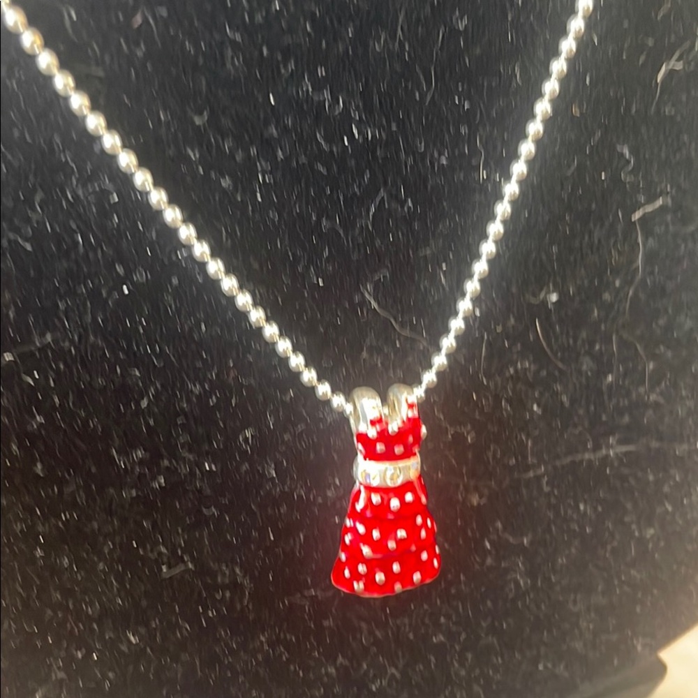 Avon Red Polka Dot Dress Pendant Necklace